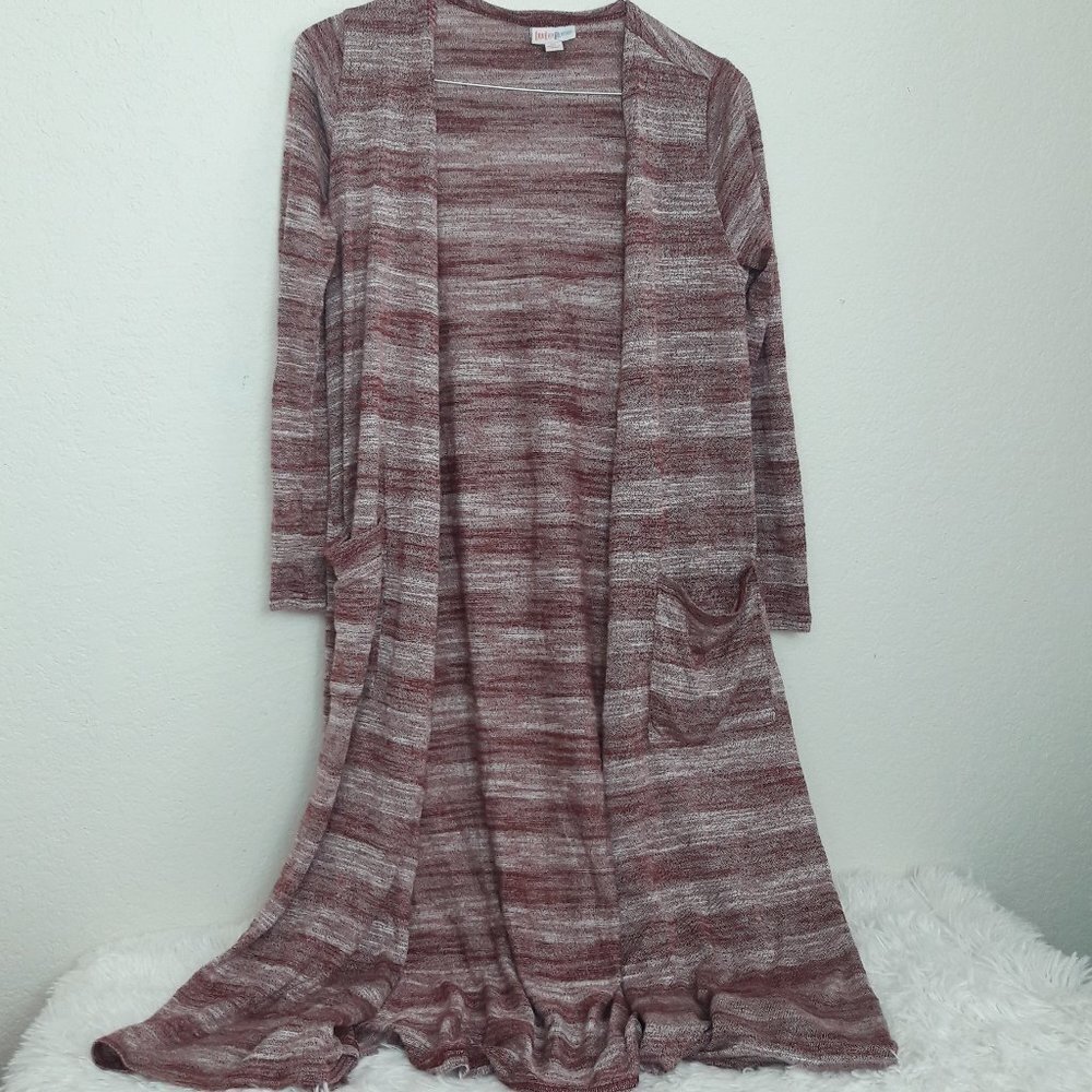 LuLaRoe Heathered brick Sarah Duster Cardigan XS